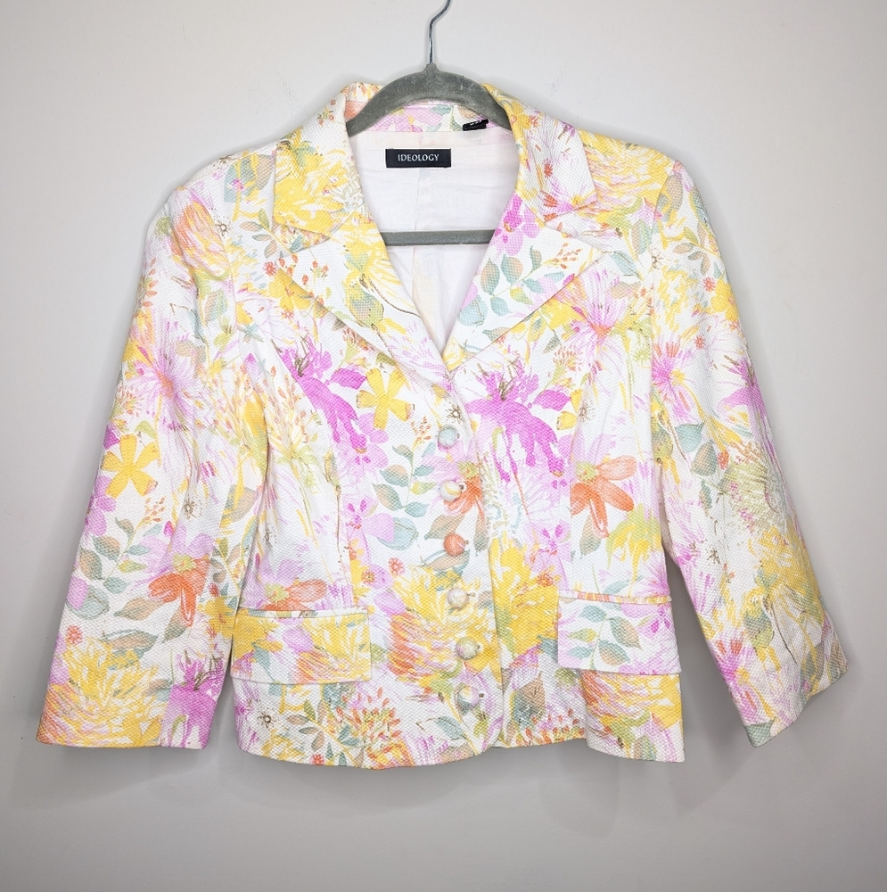 💐Ideology Floral Textured Blazer Jacket Size 8